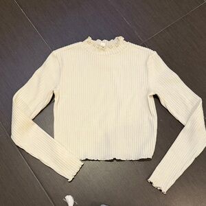 Nordstrom Ivory Ribbed Long Sleeve Top